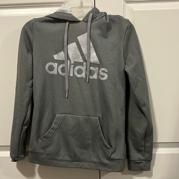 adidas Other - Females, size small adult, adidas gray+silver glitter hoodie